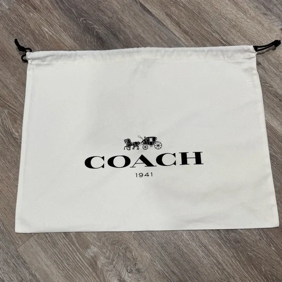 Coach Duffle Bag Sac White Brown Logo Drawstring EUC - Picture 2 of 3